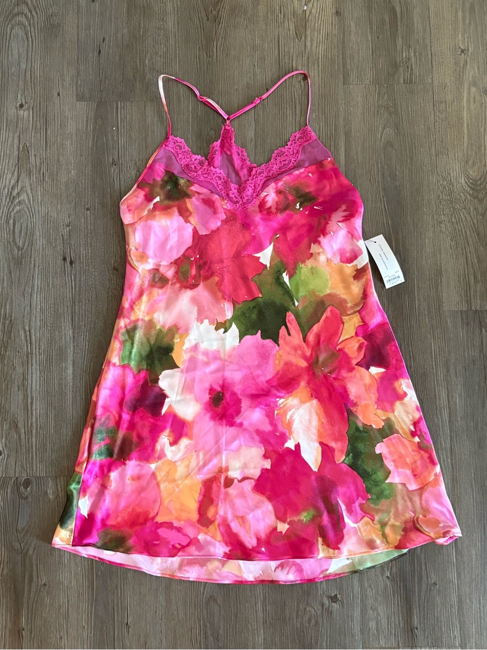 Lilac & London Floral Pink Lace-Trim Slip Dress NWT